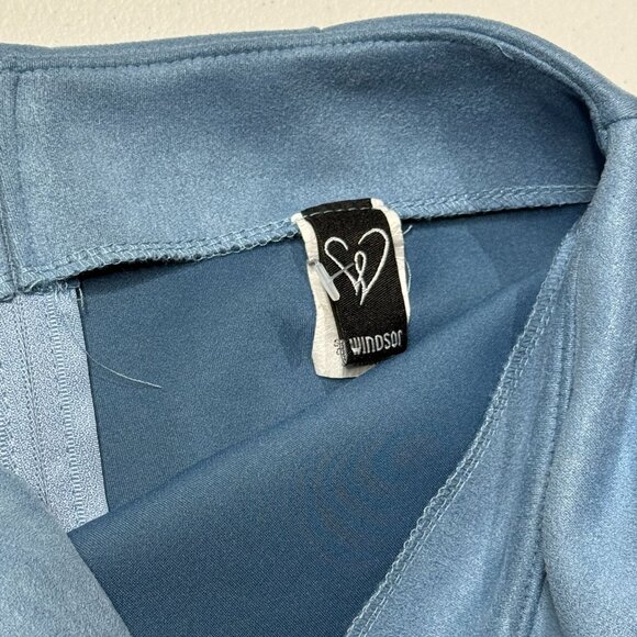 Windsor Faux Suede Wrap Front Mini Skirt Blue Draped Soft Girl Aesthetic S - Picture 4 of 7